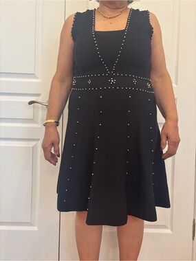 Gabby Isabella Black Sleeveless Stud-Detail Mini Dress